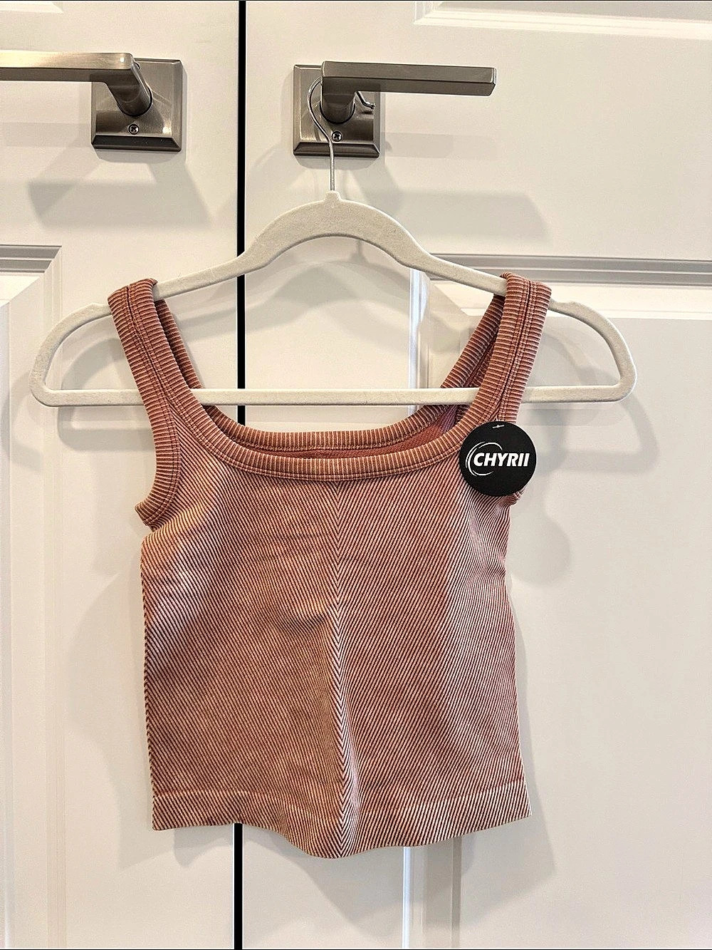 CHYRII Womens Summer Square Neck Ribbed Basic Tank Crop Top Tank Crop Top Pink